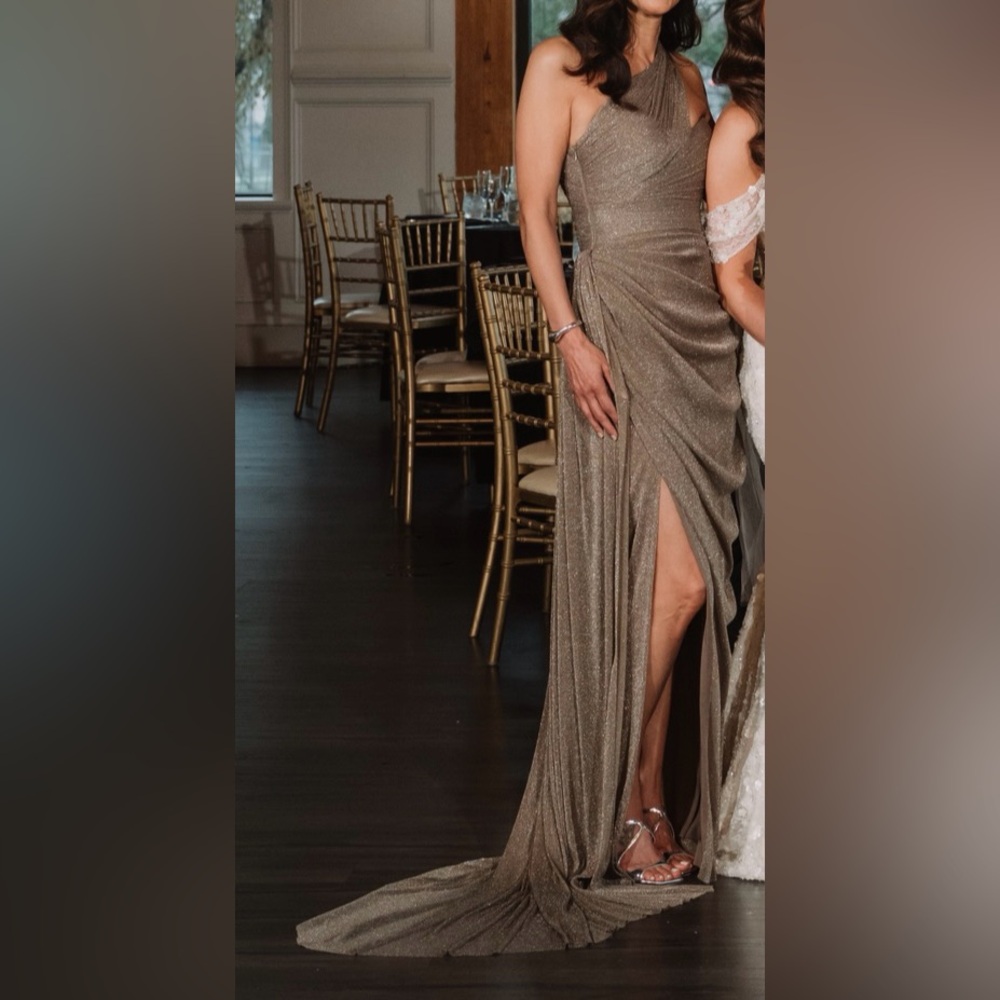 Tarik Ediz Gold Shimmer Wedding Dress